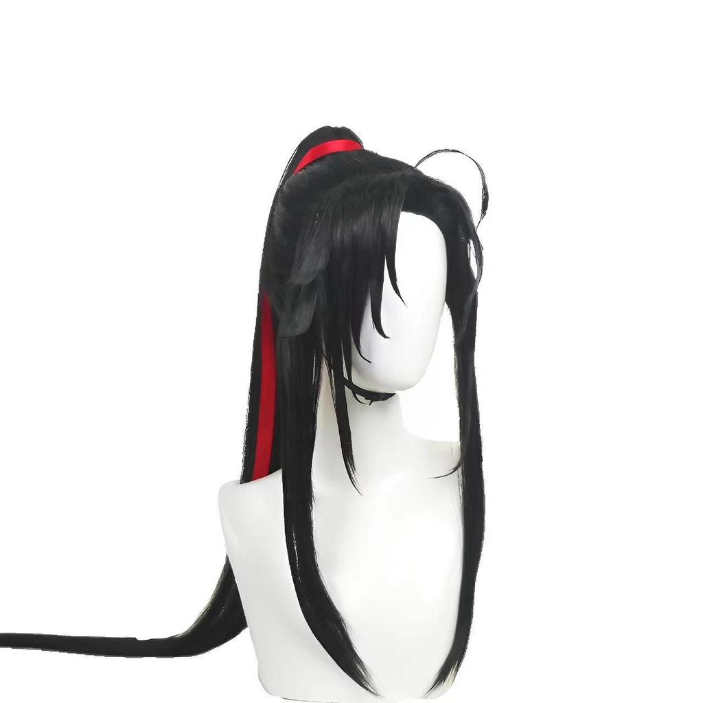 The Untamed Anime Wei Wuxian Youth Cosplay Wig - Black Single Ponytail Braid