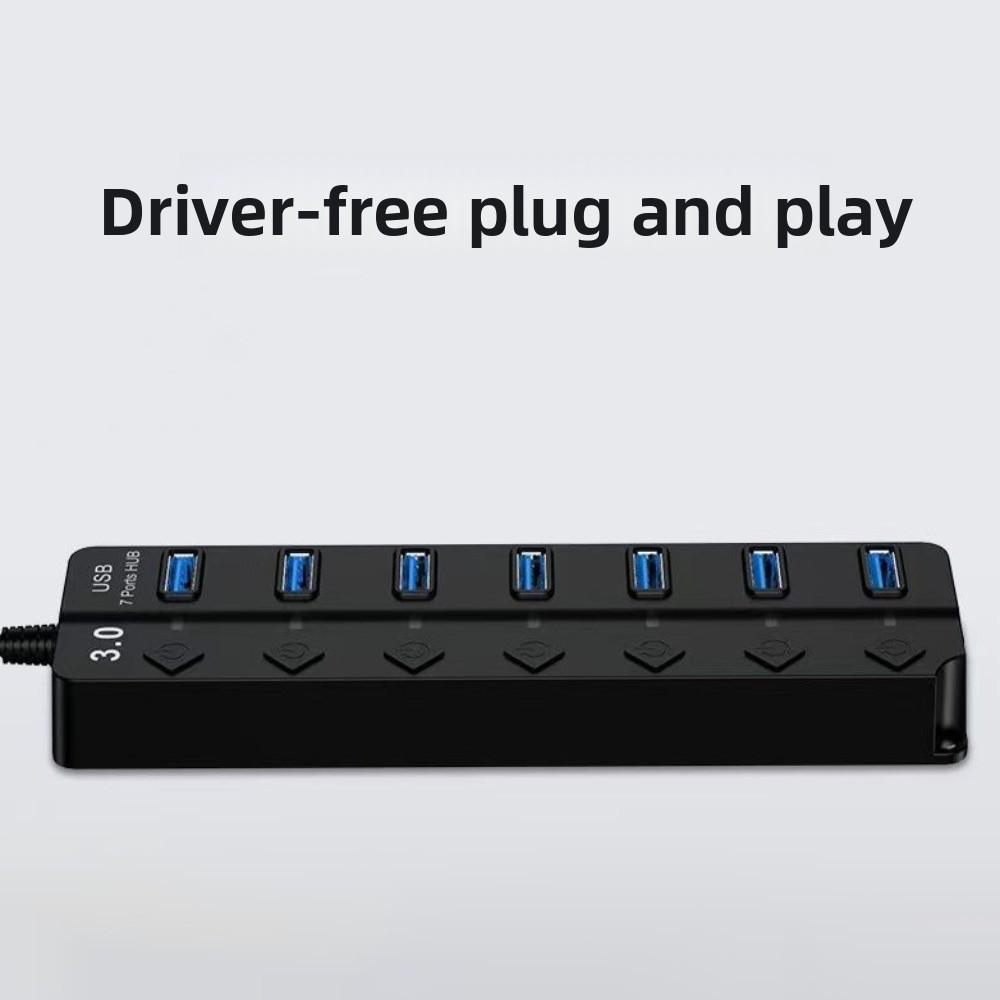 Independent Switch USB 3.0 Hub 7 In 1 USB High-speed Extender  for Laptop/Computers/Keyboard/U Disk