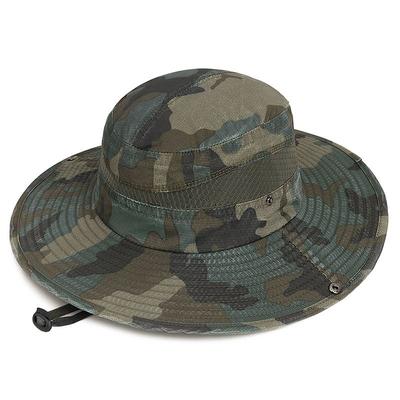 Outdoor Zero Pressure Men's and Women's Camouflage Fisherman Hats with Large Eaves and Empty Roof Travel Hats