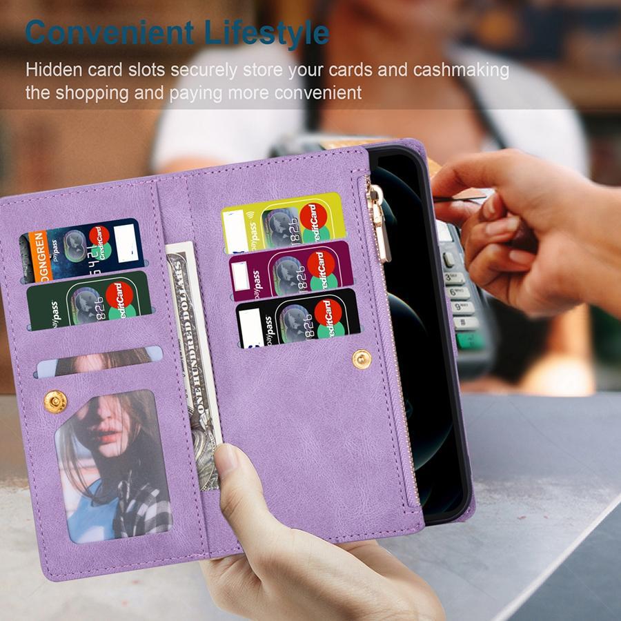 Lommebok Line Multi-card Stitching Lærveske For iPhone Samsung Galaxy Xiaomi Redmi Huawei Google LG Nothing Telefonveske