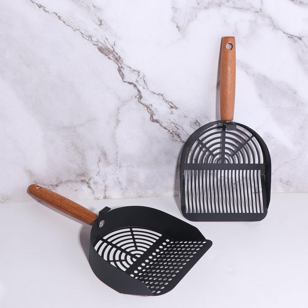 Stainless Steel Cat Litter Scoop Long Wood Handle Toilet Garbage Picker  Cleaning Tool