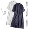 Japanese-Korean Linen Dress: Square Neck, Loose Fit, Shirt Collar, Spring/Summer Collection