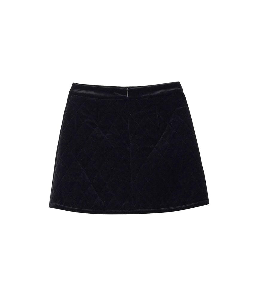 Salon De Yon Velvet Quilting Mini Skirt