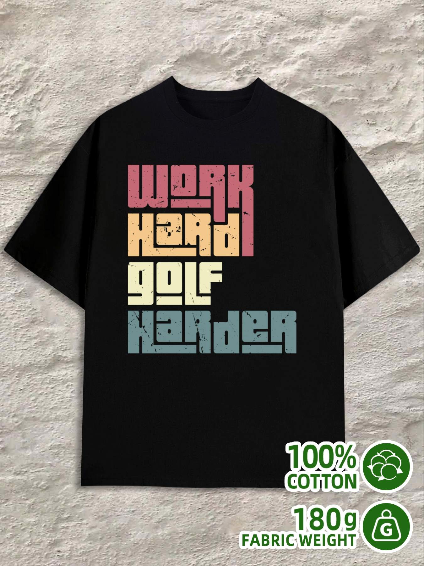 T-Shirt Y2K Work Harder Golf Cotton Black 2XL