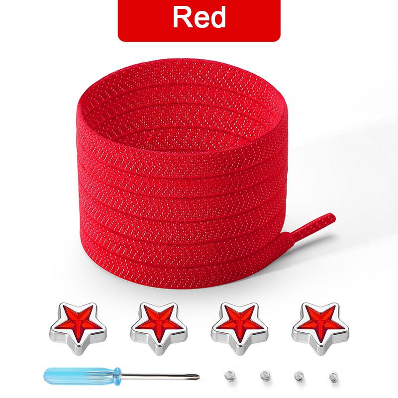 Star Diamond No Tie Shoelaces Colorful Rhinestone Metal Buckle Shoe Laces Flat Elastic Shoelace Kids Adult Sport Cute Shoestring