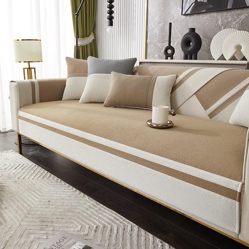 Modern Chenille Sofa Covers Non Slip Sofa Mat Winter Warm Washable Couch Slipcovers for Living Room Wide Brim Soft Sofa Towel