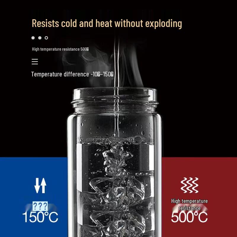 Xinke 350ML Double-Layer Glass Tea Infuser with Smart Temp Display