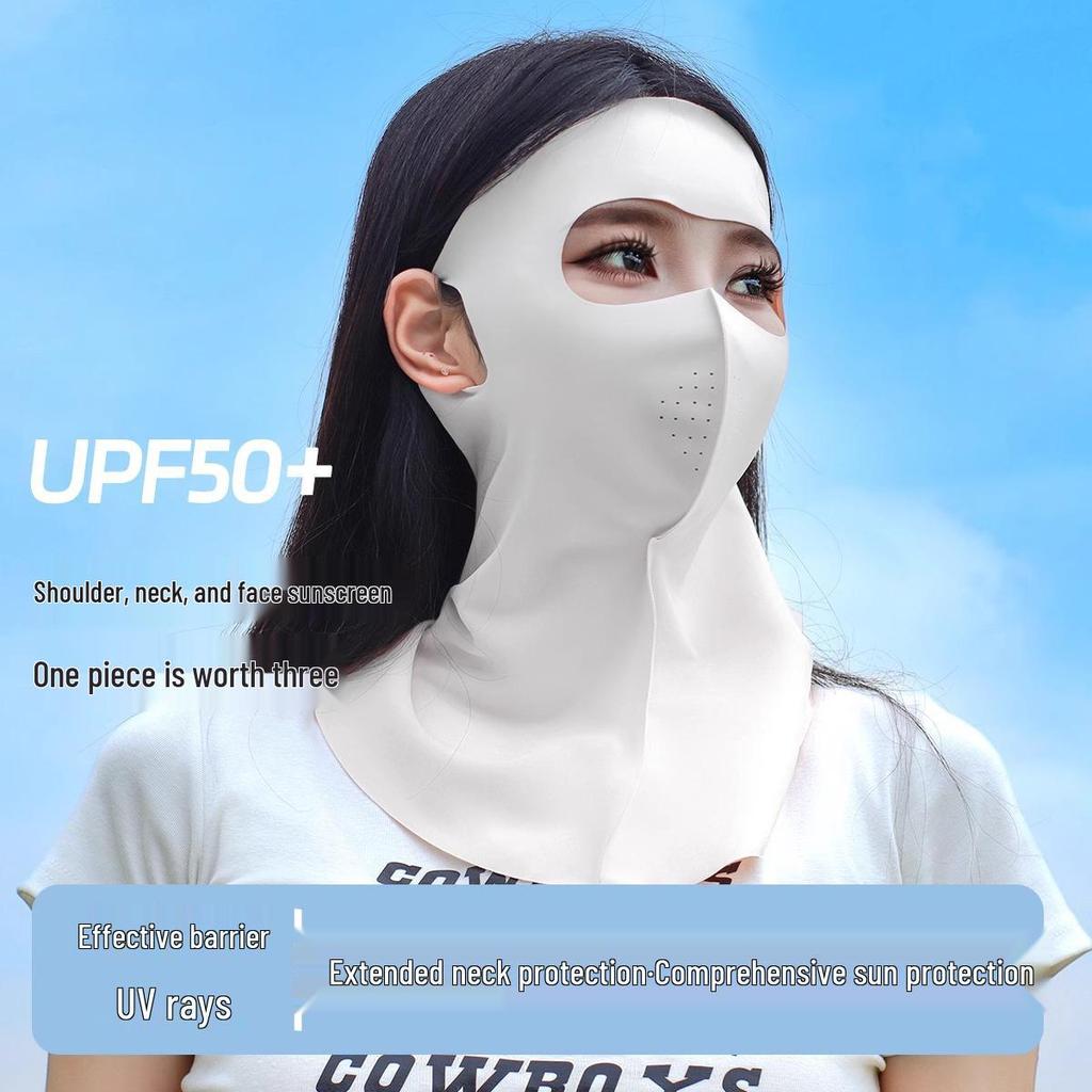 Sunshade Facekini: Full-Coverage UV Protection Mask for Women - Breathable Neck and Face Shield