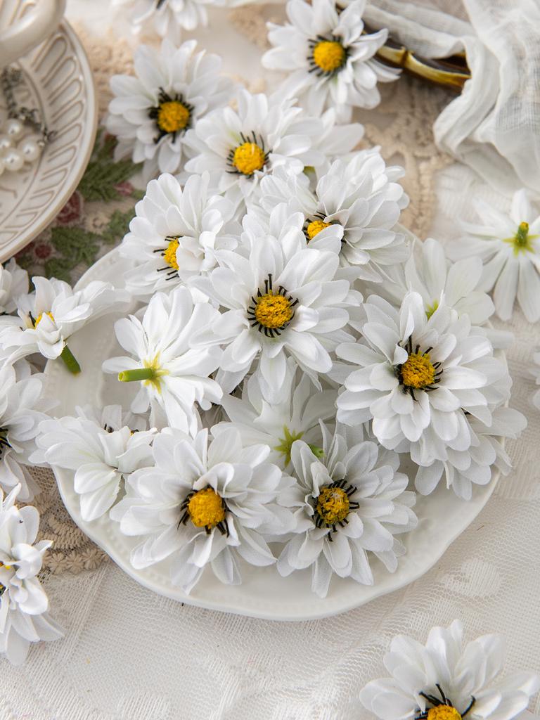 10/20PCS Small Daisy Artificial Flowers Home Room Table Decor Wreaths Wedding Bridal Accessories Clearance Headwear Brooch Gifts
