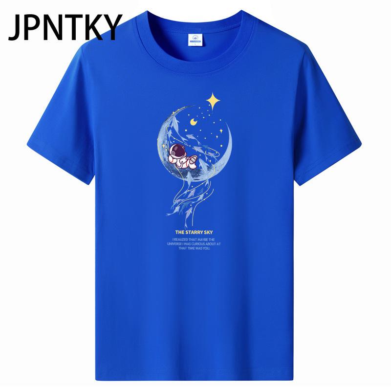 JPNTKY Cotton Short Sleeve T-shirt Men's Fashion Loose Half Sleeve Shirt Printed Compassionate Shirt