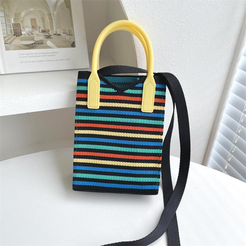FASHION 2024 Knitted Mini Cross-Body Mobile Phone Bag Korean Versatile Student Commute Shoulder Bag Square Small Purse Handbag For Women