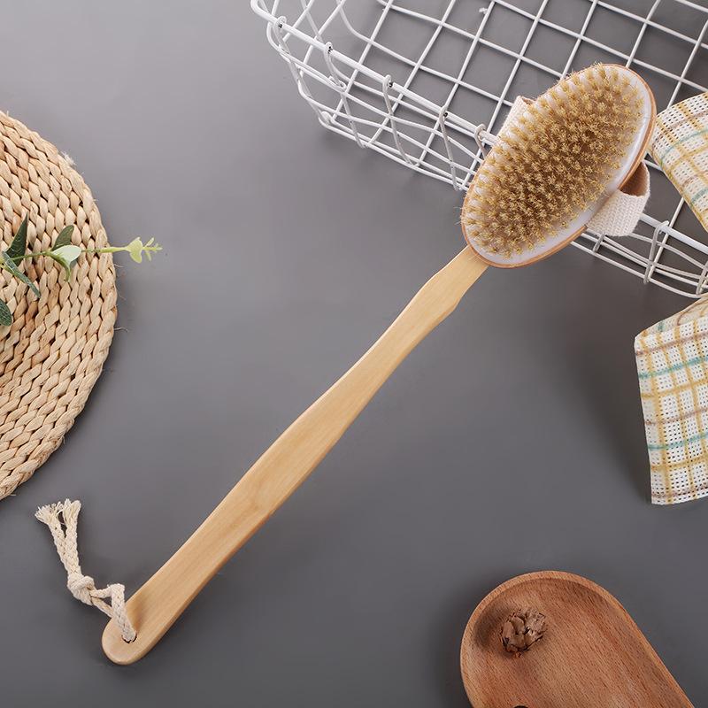 Dry Skin Wood Body Brush Exfoliation Natural Bristle Back Brush Massager Bath Shower Back Spa Scrubber Dry Massage Brush Tools