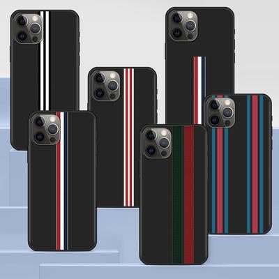 Husă pentru telefon pentru Apple iPhone 14 11 13 Pro Max 12 Mini XR 7 8 + SE 2020 XS 6 6s Plus Husa neagră din silicon cu dungi marca sportivă