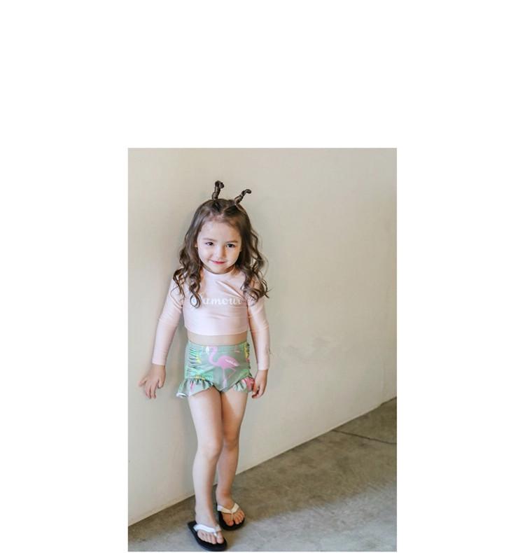 Korean Floral Long Sleeve Baby Girl Swimsuit - Retro Style