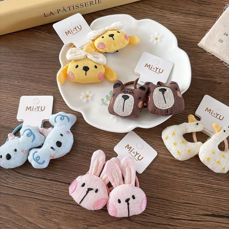 Cute Cartoon Three-dimensional Cotton-padded Embroidered Little Rabbit Hair Tie  Girl Hair Band  Children's Little Duck Hair Band