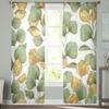 Green And Gold Leaves Sheer Curtains For Living Room Window Transparent Voile Tulle Curtain Bedroom Drapes Home Decor