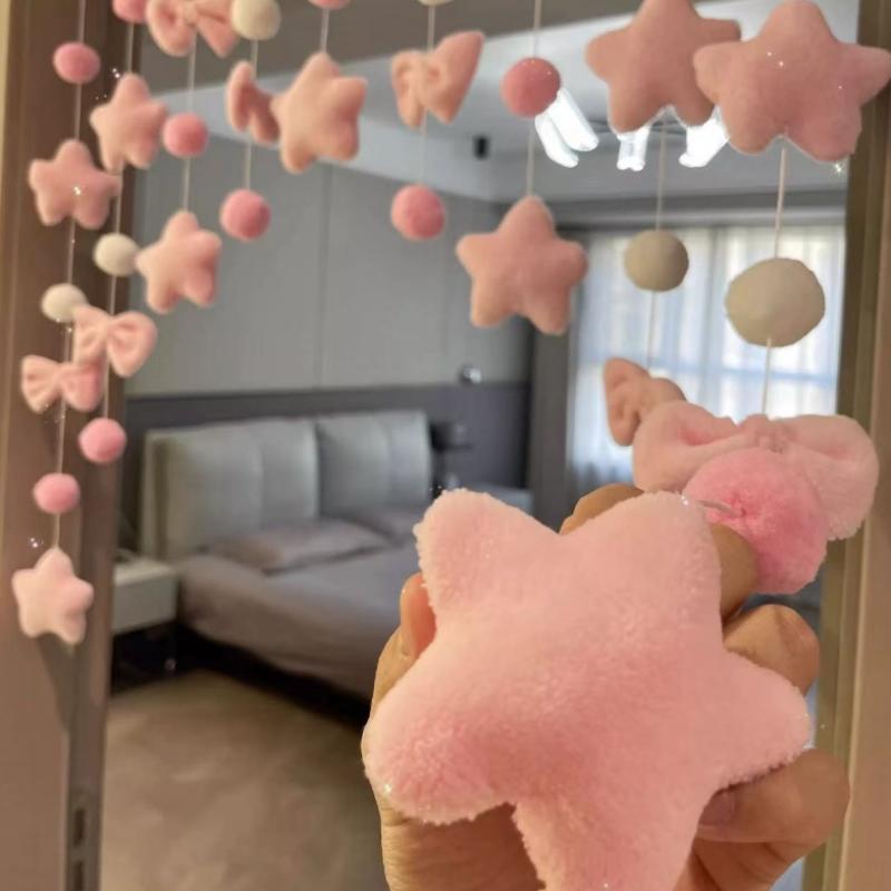 Cute Knot Door Curtain Partition Curtains for Bedroom Bay Window Room No Punching Curtain Decorative Girl Heart Decoration