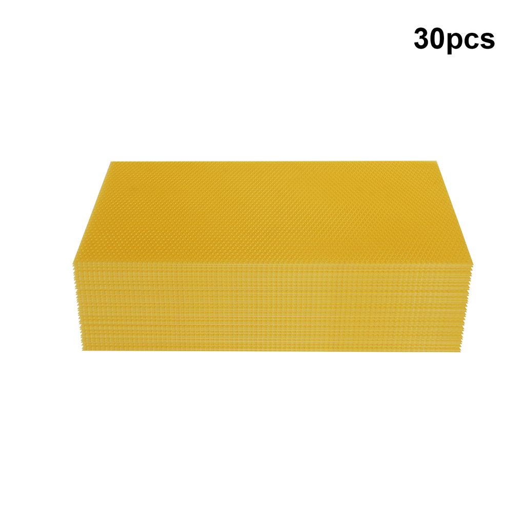 30 yellow honeycomb beeswax-coated sheets, waxed plastic portable deep frame honeycomb sheets