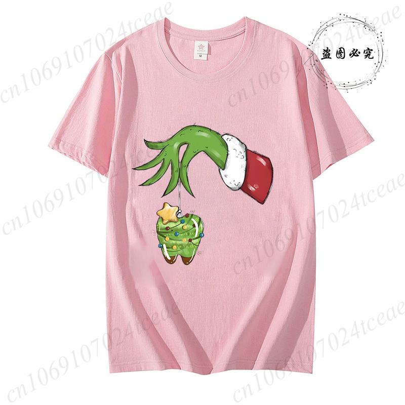 

Unisex Print Christmas Dental Sports Fashion Casual Short Sleeve T-shirt Teeth Christmas Tree Graphic Tshirt Unisex Clothes Tshirt S