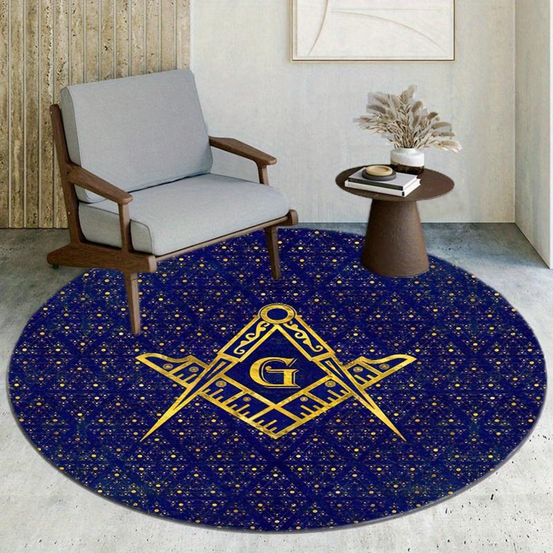 Freemasons Round Rug Nonslip Area Rug Office Chair Mat Carpet Perfect For Bedroom Living Room Office Easy Clean Aesthetic Home Decor