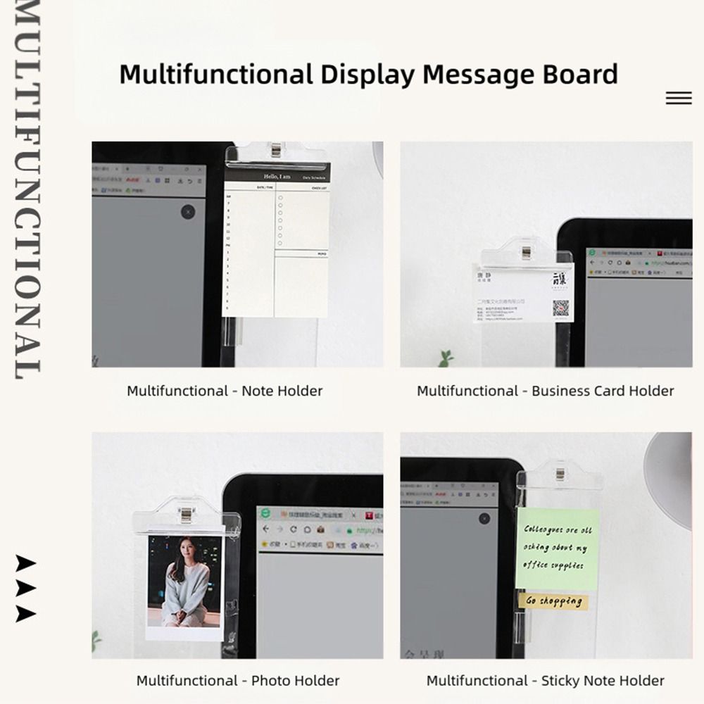 Multi-functional Transparent Monitor Memo Board With Clip Stable Computer Display Message Board Office Desk Note Board