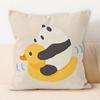 "Cute Panda Riding Rubber Duck Throw Pillow Cover"