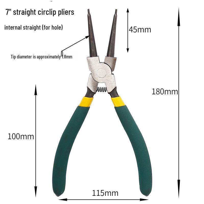 7-Inch Circlip and Snap Ring Pliers for External/Internal Rings and Bent Nose Springs