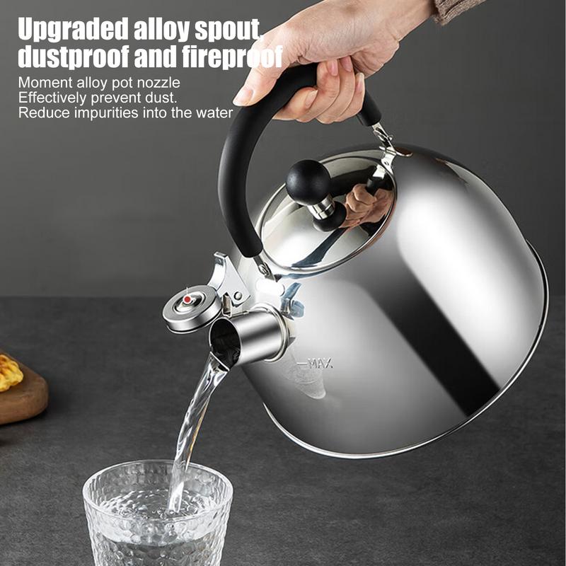 Stainless Steel Kettle Stove Top Kettle 3L Whistling Boiling Water Teapot With Handle For Home Kitchen Induction Stovetops