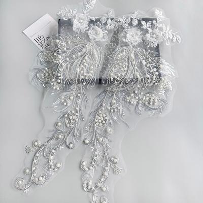 Paiete Margele Plasă Albă Pereche Autocolante Pânză Floare Îmbrăcăminte Rochie de Seară Rochie de Mireasă Decorațiune Margele Pânză Autocolante Accesorii