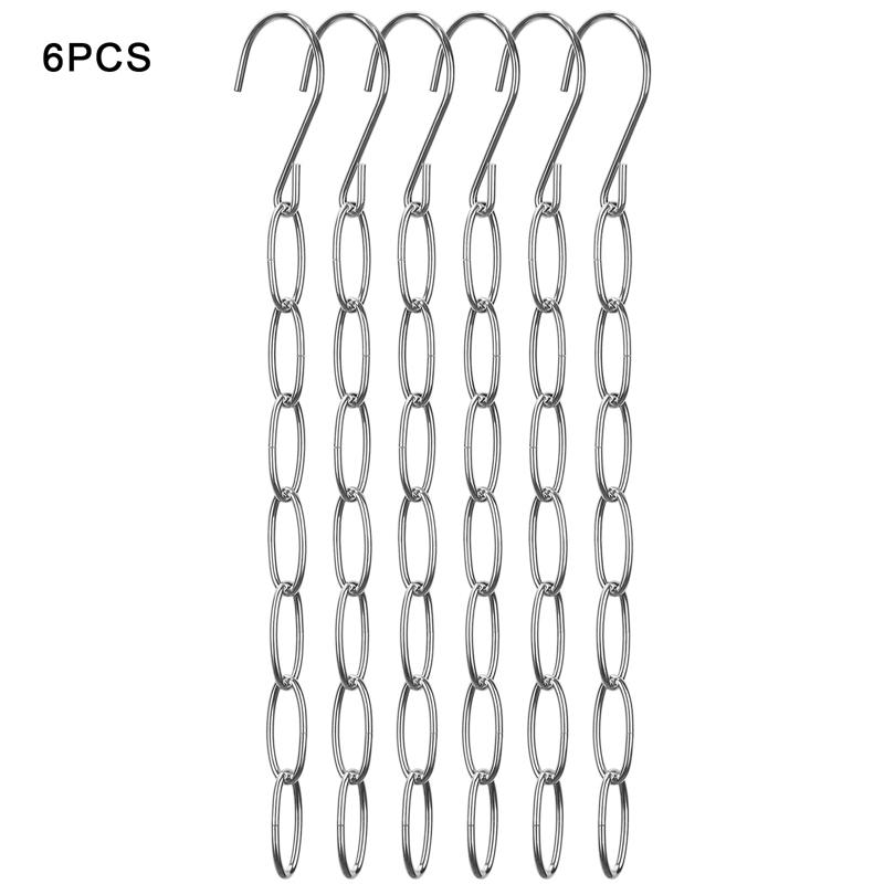 

6 шт. Вешалки с отверстием для подвешивания, Многопортовые поддерживающие кольца для шкафа, Цепочки с крючками для одежды, Сушилка для одежды, Вешалки для домашнего хранения серебряный