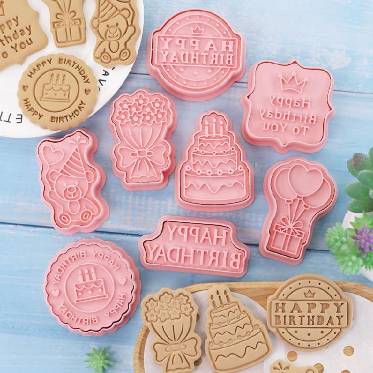 Plastic Cookie Cutters Birthday Series Biscuit Moulds Cookie Moulds Biscuit Mold
