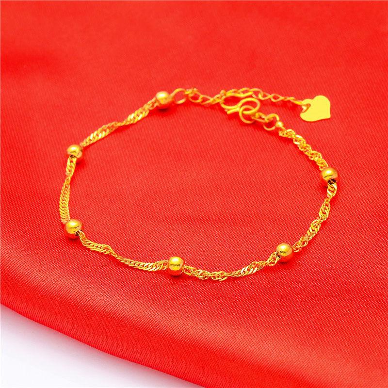 Vietnam Gold-Plated Fashion Bracelet: Hollow Four-Leaf Clover & Heart Design.