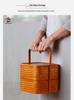 Retro Bamboo Woven Basket for Tea Set Storage | Bamboo Handle Food Container | Chinese Gongfu Tea Storage Box