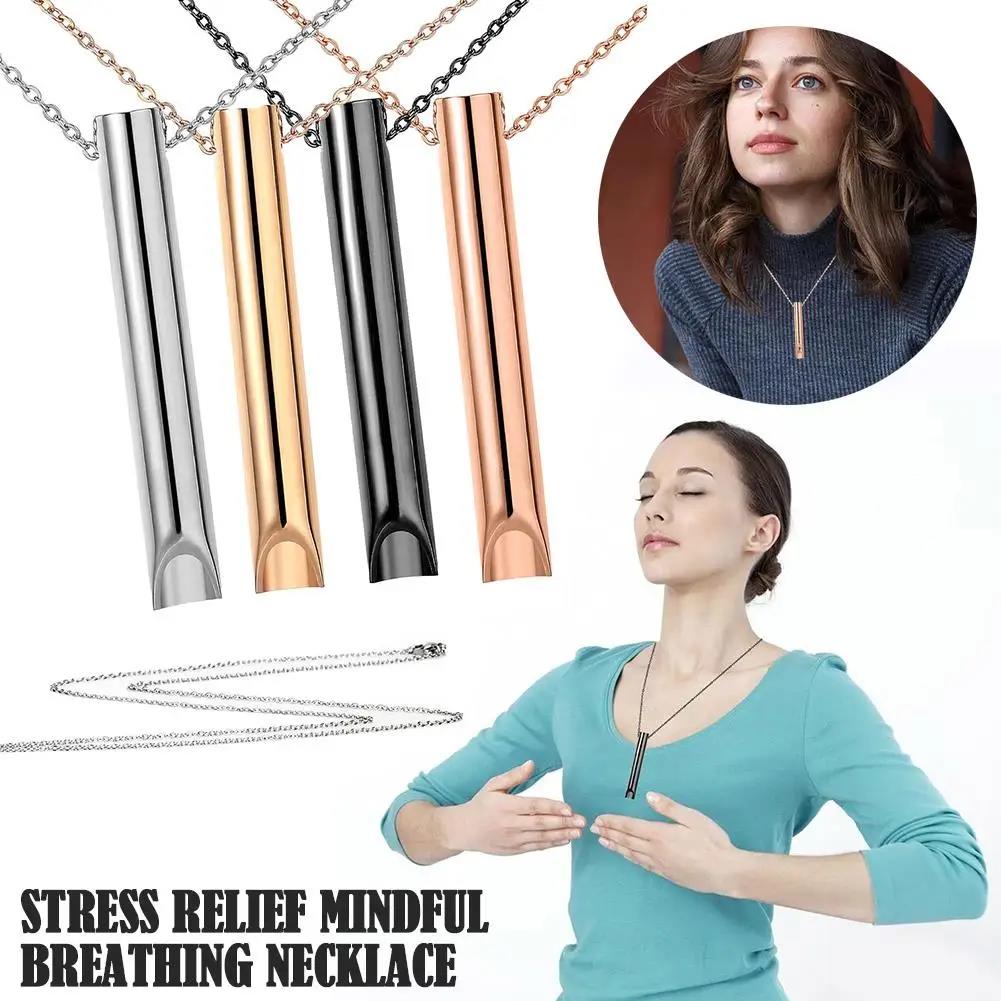 Stress Anxiety Necklace Mindfulness Breathing Tool Natural Calming Relief Chain Breathlace Necklace Quit Smoking Anxiety ReliefGood Product