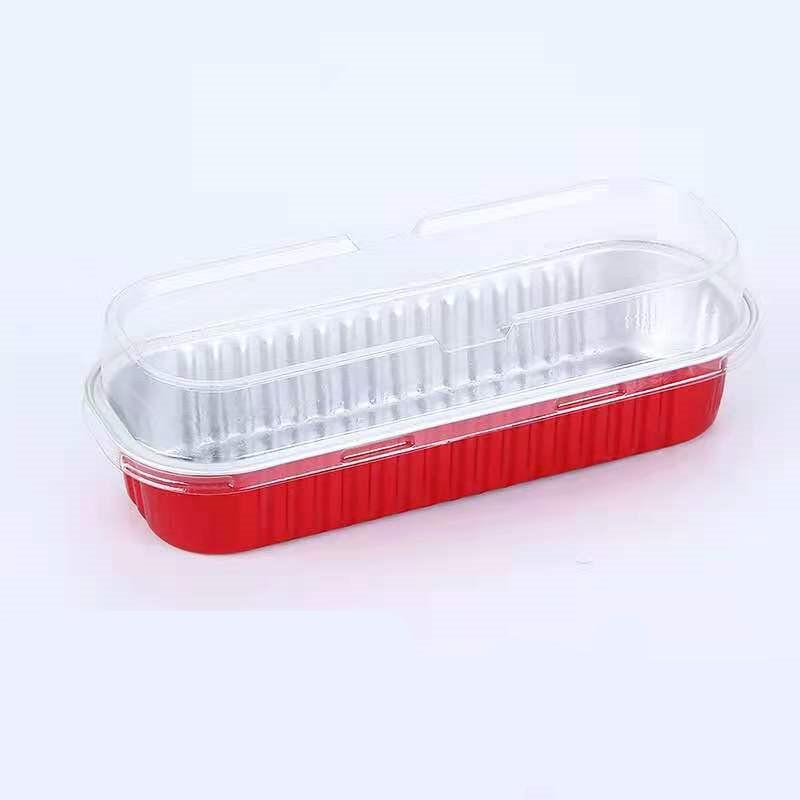 50Pcs Rectangular Baking Cups with Lids 200ml Aluminum Foil Ramekins Pan Dessert Cupcake Containers Wrappers for Party Wedding