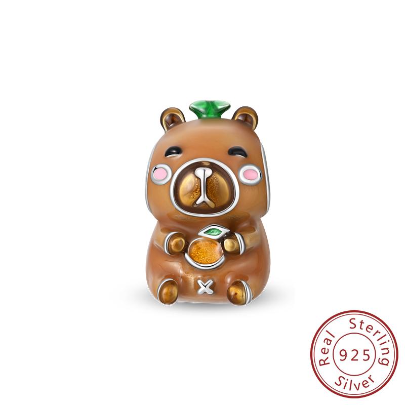 S Copper Charms Pendant Capybara Sausage Dog Animal Safety Chain Beads Fit Original Bracelet Women Jewelry
