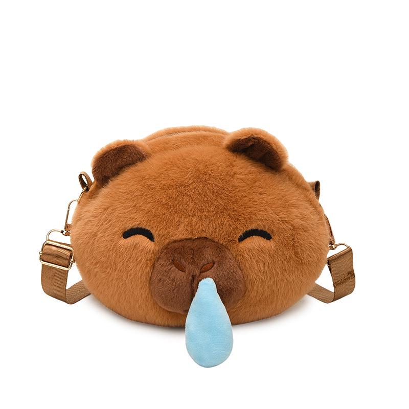 2025 Creative Cute Cartoon Plush Crossbody Doll Bag – Soft, Retractable, Round Shoulder Bag