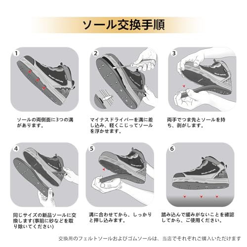 ARCWOLF AFA-118 Waterproof Wading Shoes with Interchangeable Soles and Felt Spikes, Rotating Shoelace Lock, Perfect for Outdoor Stream Fishing, Non-Sl