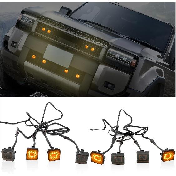 ITrims Front Grille Marker Lights for Toyota Land Cruiser Prado J250 LC250 2024 2025 Smoked Amber LED Center Grille Running Position Lights 8Pcs