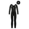 Body da allenamento per bambine, maniche lunghe, cerniera posteriore, body unitard, tuta da balletto e copricapo