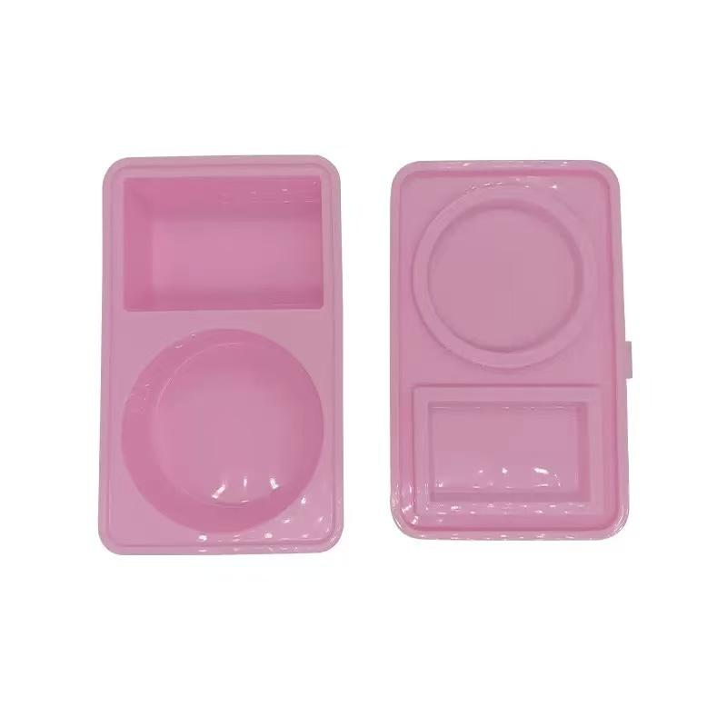 

Силиконовые многоразовые контейнеры для закусок с крышками, двухсекционные контейнеры для ланча, контейнер для соуса/заправки для салата/приправы розовый