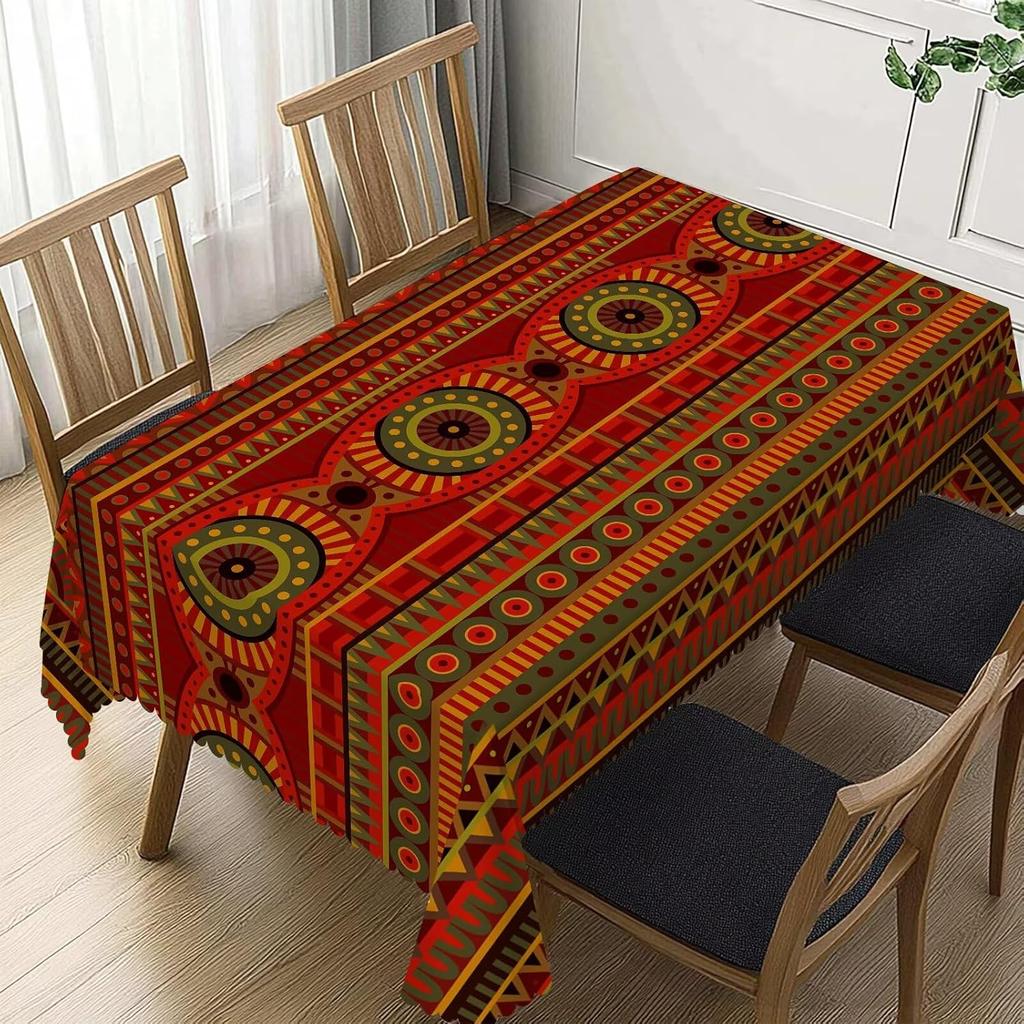 Africký kmenový etnický styl Obdélníkový vodotěsný ubrus Stolní dekorace Opakovaně použitelný Kuchyňský jídelní ubrus Sváteční párty dekorace