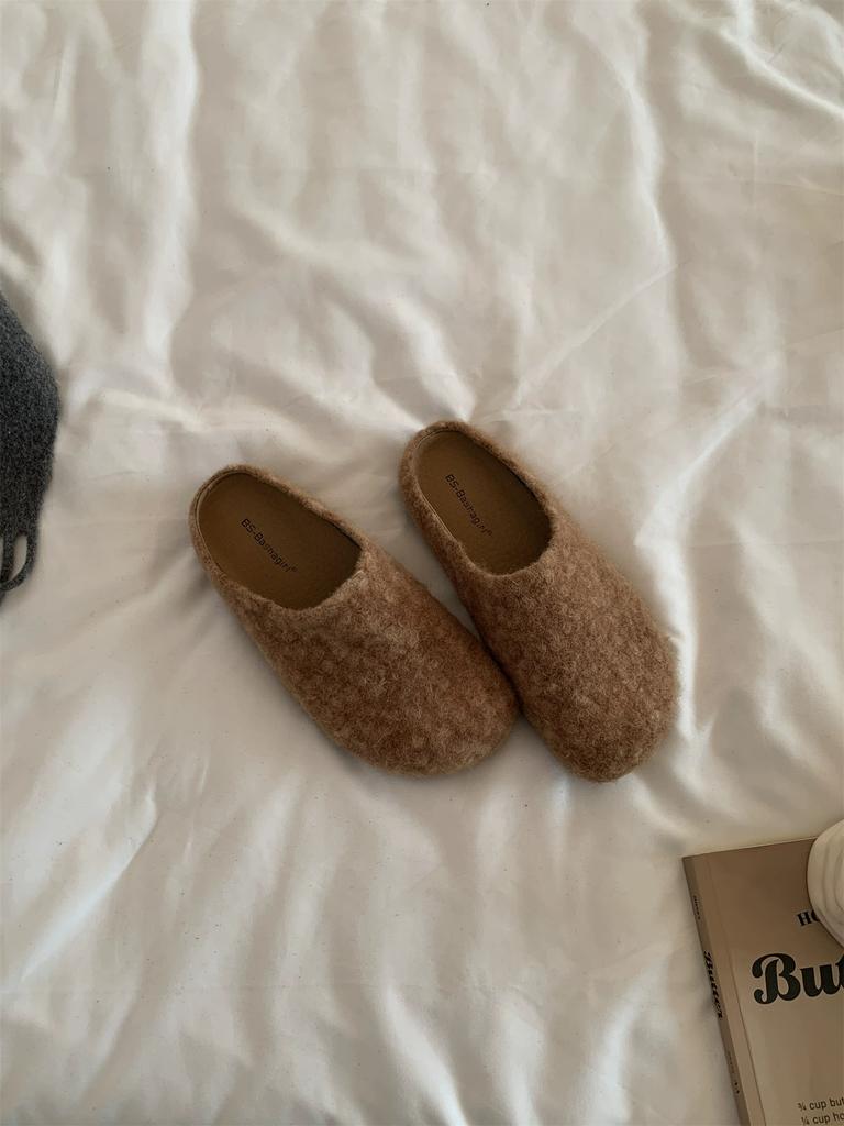 Thick-soled Half-slippers, Women's Height Increases In Spring and Autumn, Small People Wear Lazy People with Pants, Bag Head Suede Boken Shoes