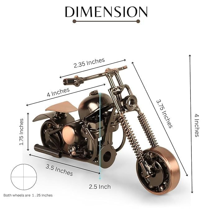 Iron Mini Bike for Home Decor Decorative Showpiece (Size - 5 x 3 inches, (Color - Brown) (Iron Bike)