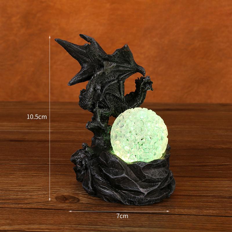 Battle Dragon Dinosaur Egg Resin Figurine Children's Base Luminous Toy Halloween Home Decoration