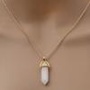 Fashion Quartz Crystal Necklace Chakra Rose Bule Purple Natural Stone Pendant Necklace Hexagonal Bullet Reiki Hippie Necklace
