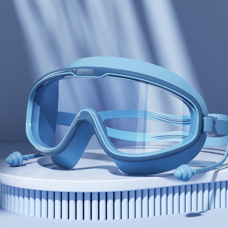 Swimming Goggles with Big Frame HD Lens and Anti-fog Waterproof Swim Goggles for Adults Shower Pool Use by Men Women