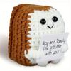 Cheerful Positive Toast Doll: 2.56" Knitted Crochet Toy with Encouragement Card - Perfect for Friends Gatherings New Year Decor