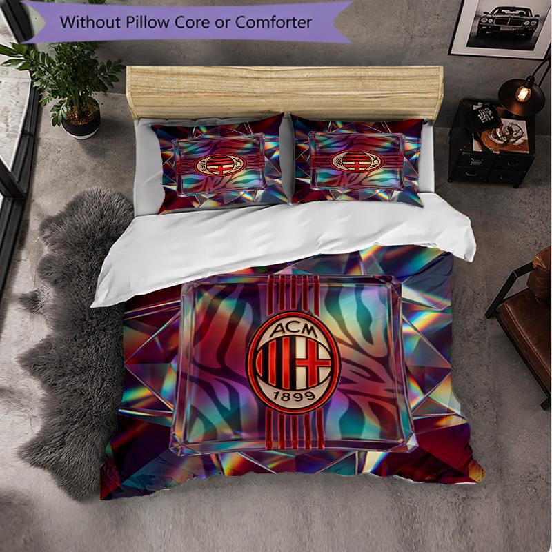 Set Lenzuola AC Milan Modello 3 Pezzi Morbida Copripiumino in Microfibra con Federe per Camera da Letto