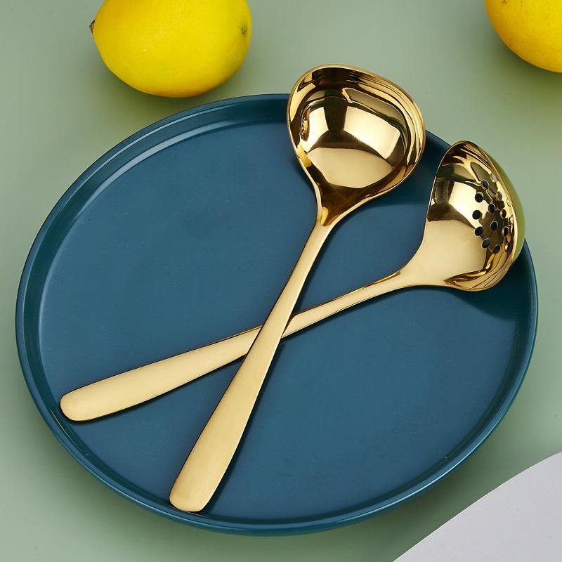 304 Stainless Steel Thickened Ladle - Large Deep Head for Soup, Hot Pot, or Porridge, with Slotted Design for Easy Straining in Household Use